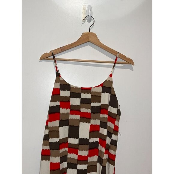 Alice + Olivia Multicolour Russell Silk Check Print Geo Mini Slip Dress Women's - Picture 4 of 9